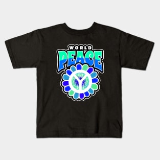 WORLD Peace Sign Flower Kids T-Shirt